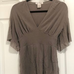 White House Black Market Grey Ruffle Top